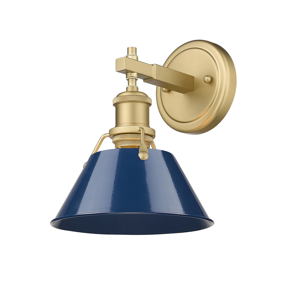 Yep by Golden Lighting Orwell 1-light Vanity in Brushed Champagne Brass and Navy Blue shade